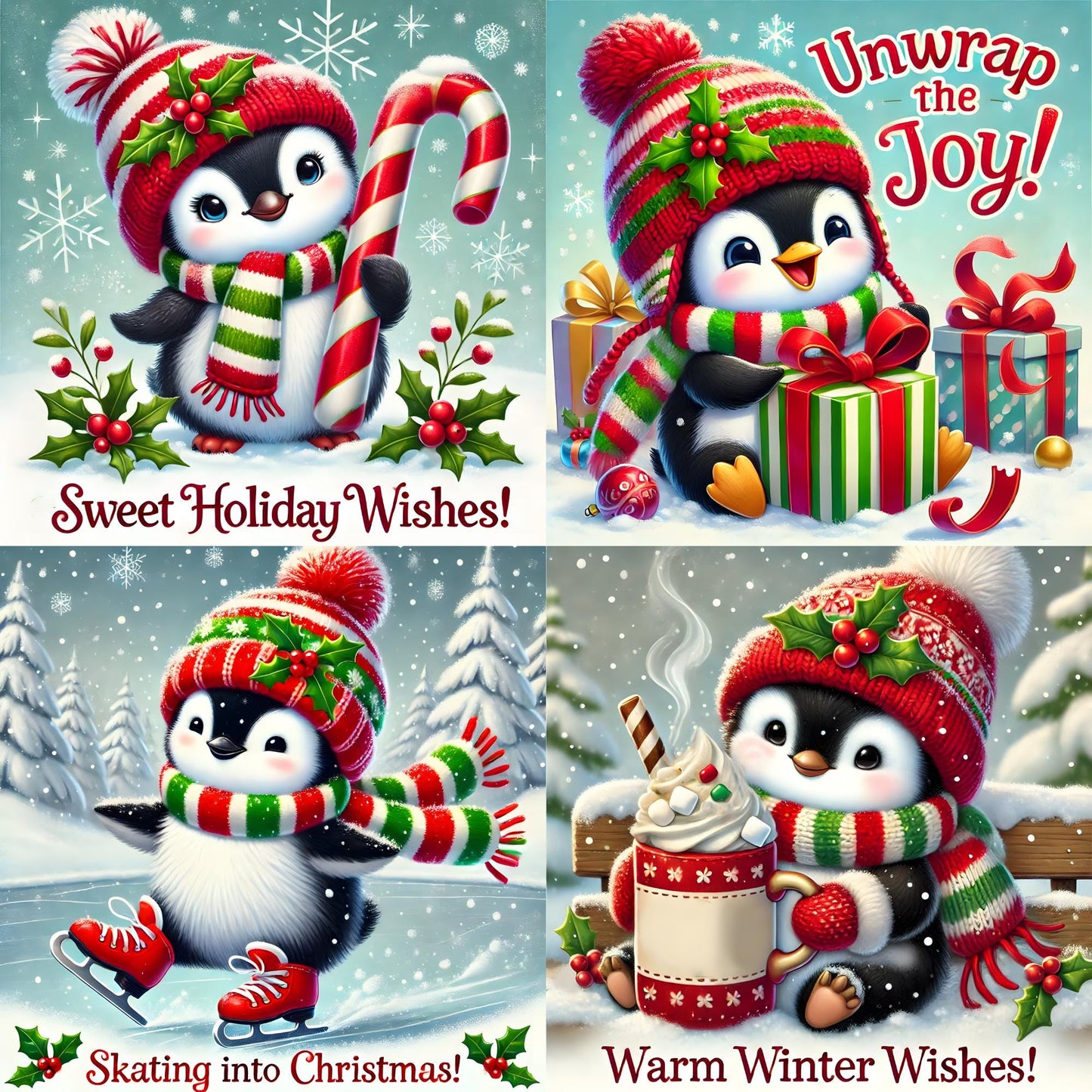 Merry Penguins - Theme Pack Reusable Diamond Painting Release Paper
