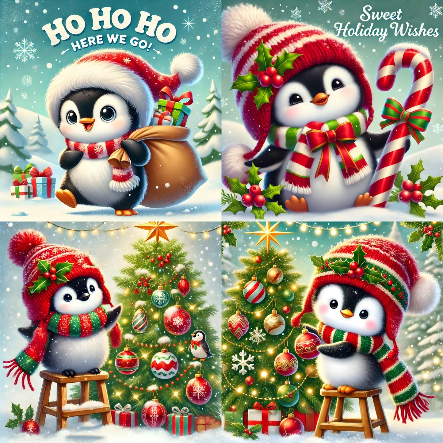 Merry Penguins - Theme Pack Reusable Diamond Painting Release Paper
