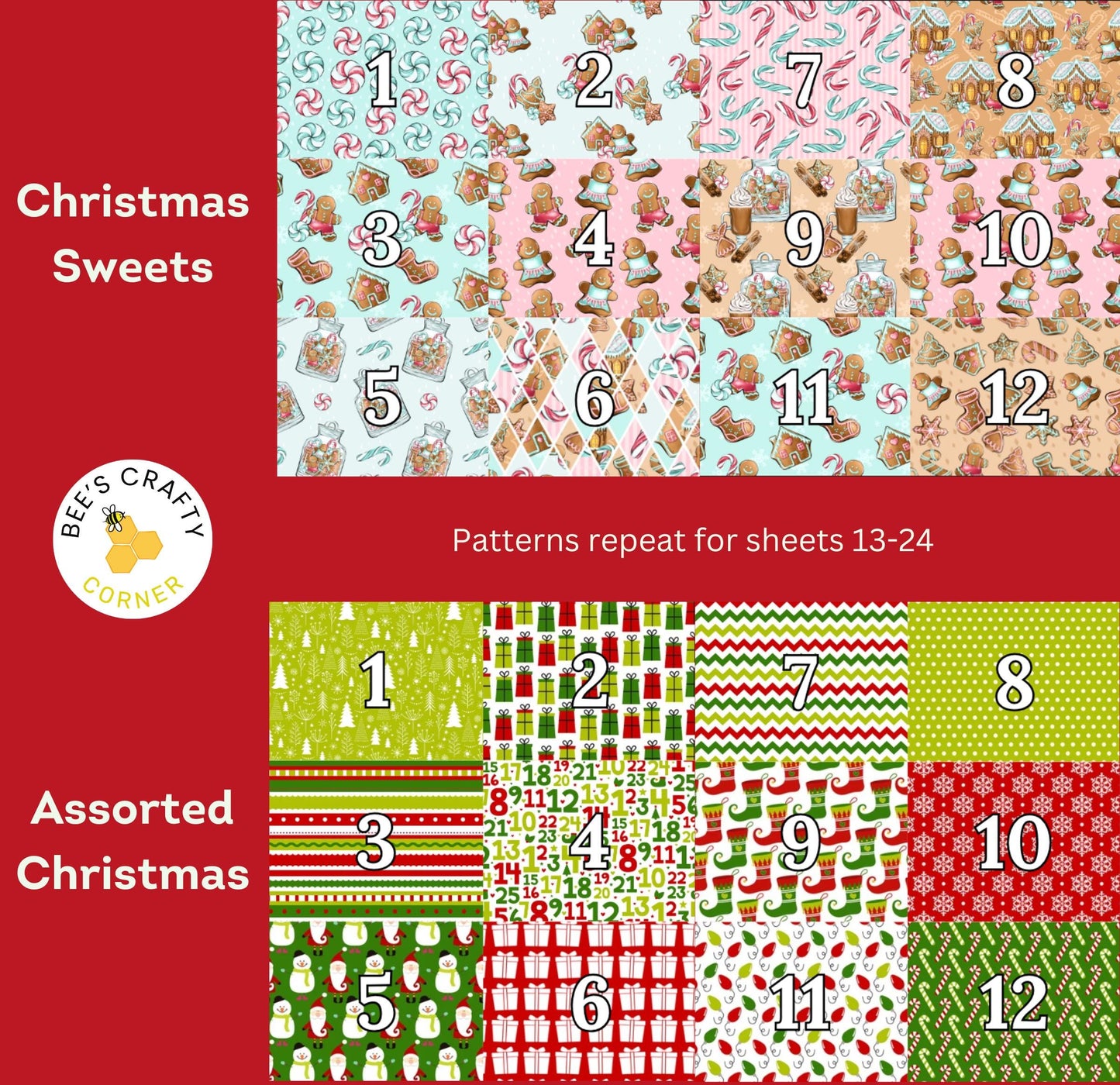 Christmas Advent Sets - Reusable Numbered Diamond Painting Release Paper