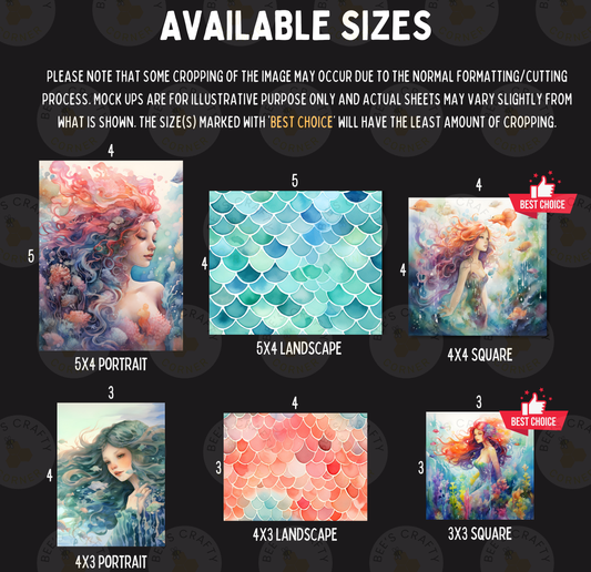Mythical Mermaids - Theme Pack Reusable Diamond Painting Release Paper