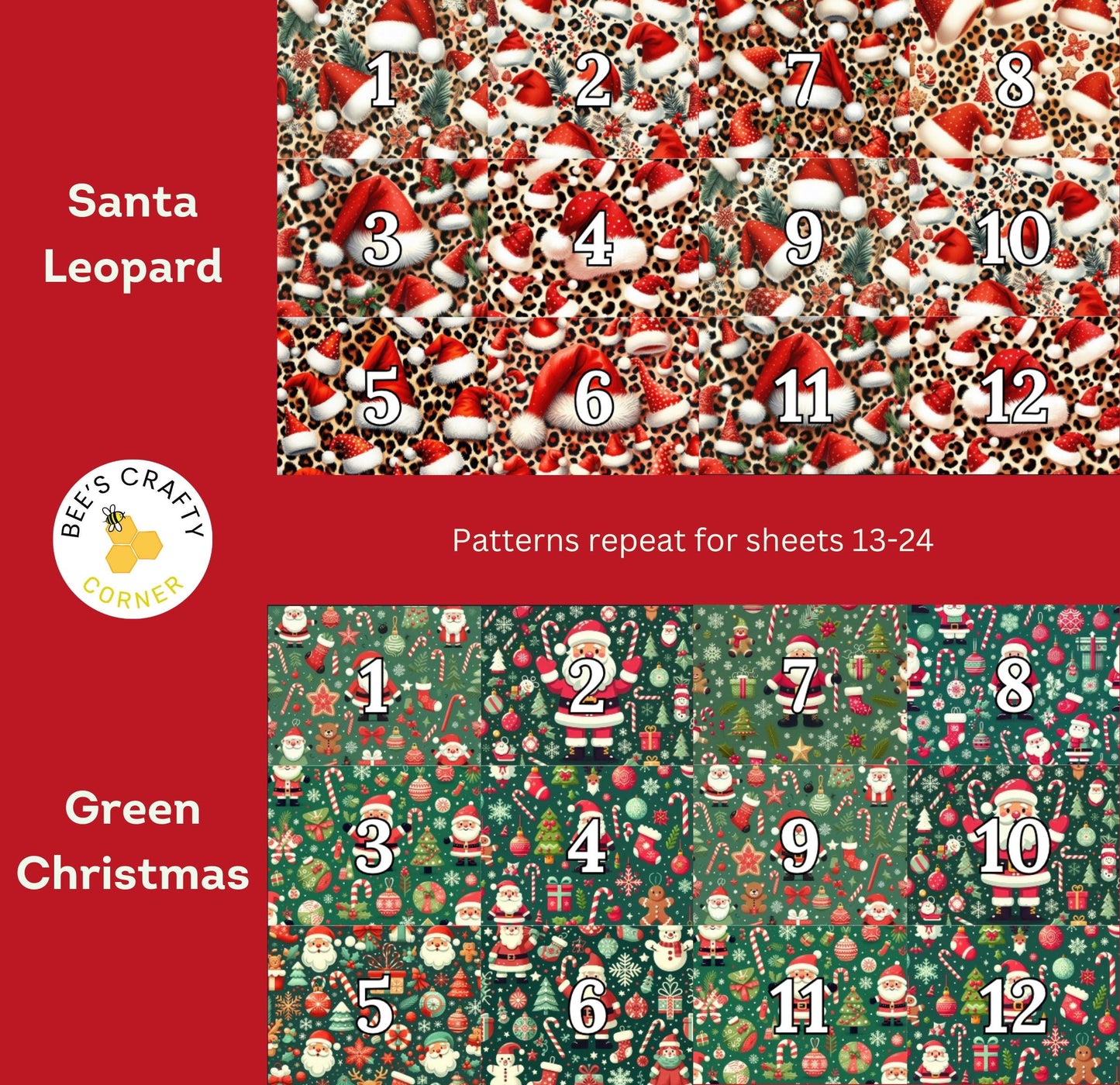 Christmas Advent Sets - Reusable Numbered Diamond Painting Release Paper