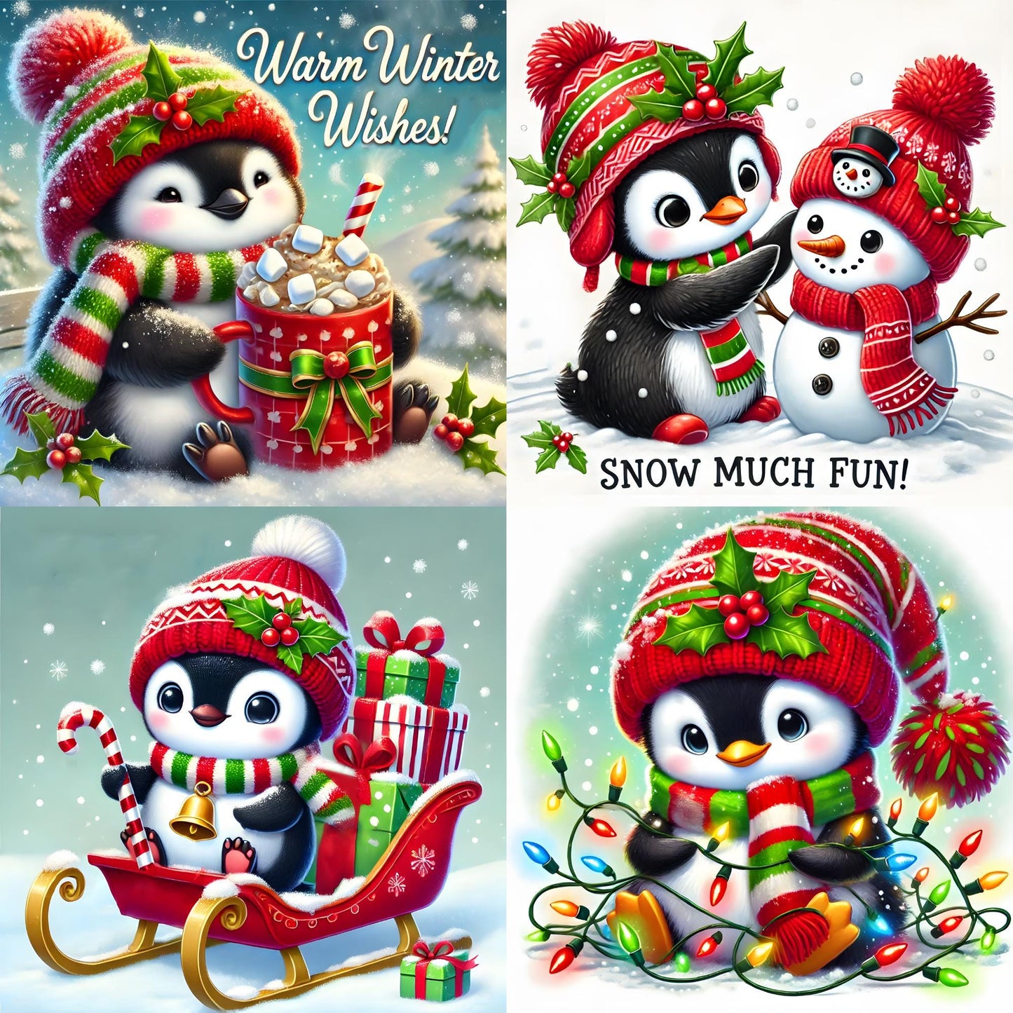 Merry Penguins - Theme Pack Reusable Diamond Painting Release Paper
