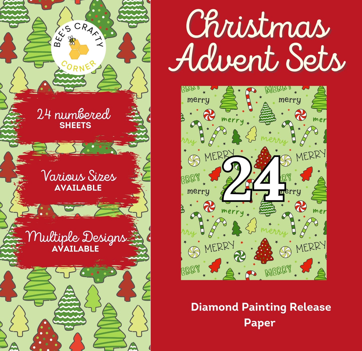 Christmas Advent Sets - Reusable Numbered Diamond Painting Release Paper