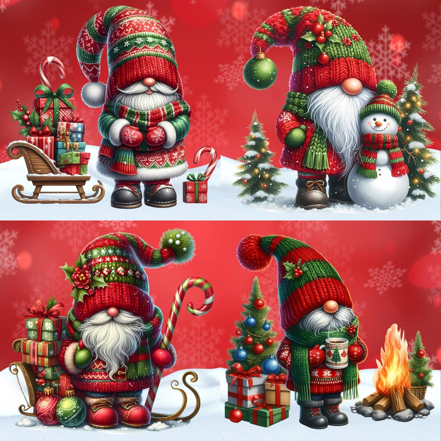 Christmas Gnomes - Theme Pack Reusable Diamond Painting Release Paper
