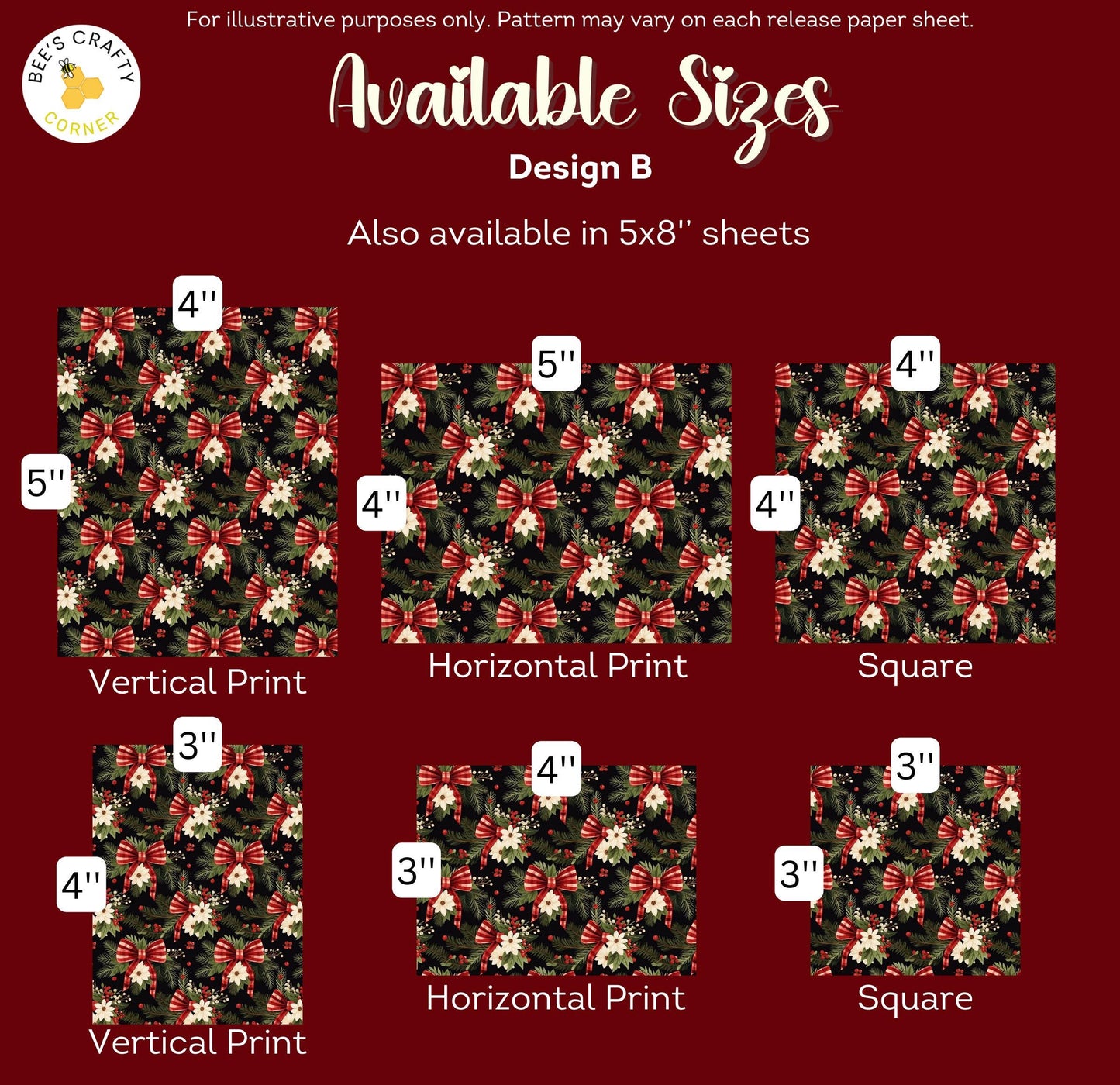Christmas Bows - Reusable Patterned Diamond Painting Release Paper