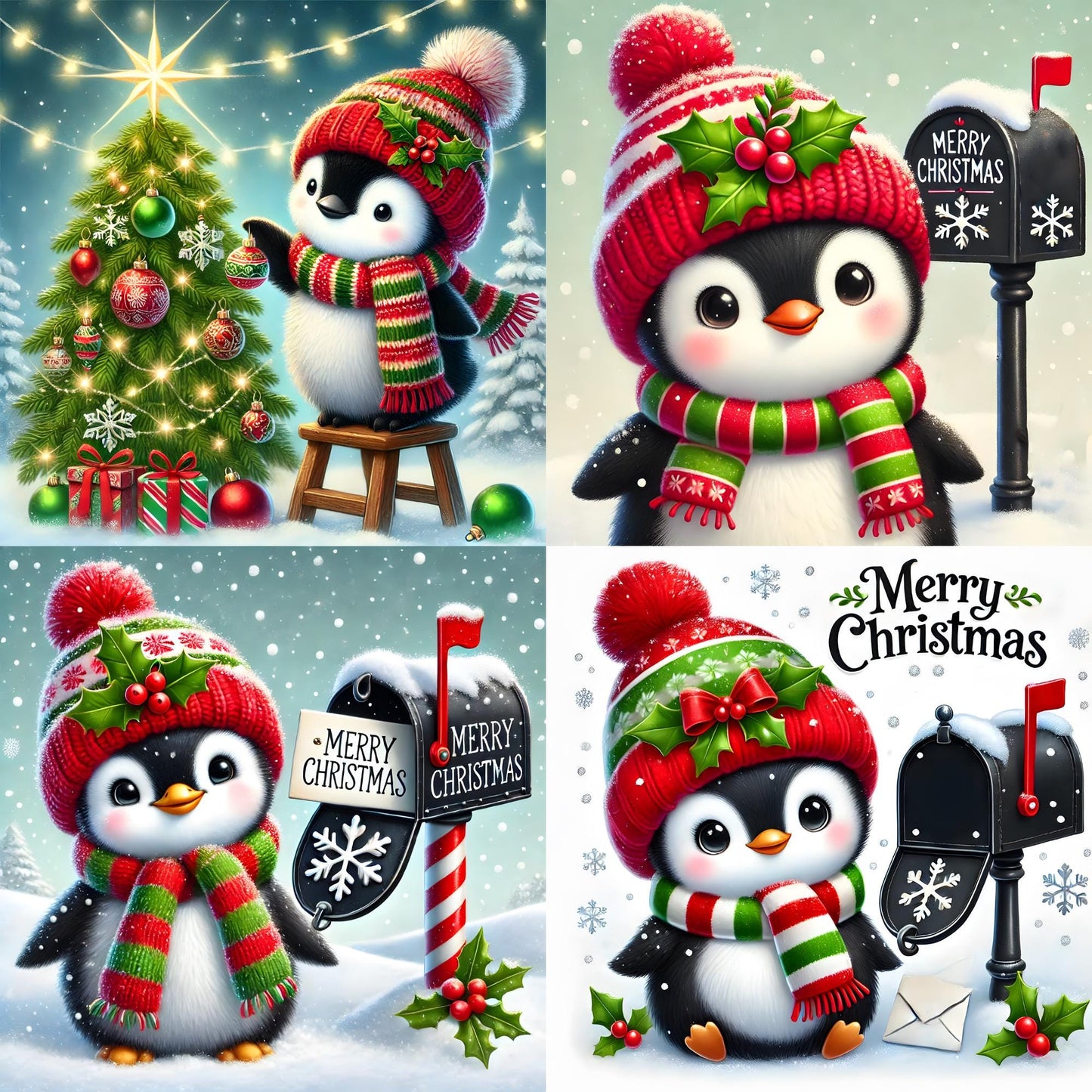 Merry Penguins - Theme Pack Reusable Diamond Painting Release Paper