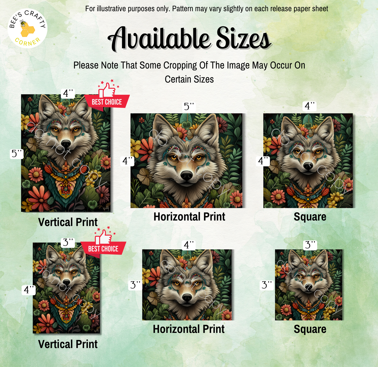 a picture of a wolf with flowers on it