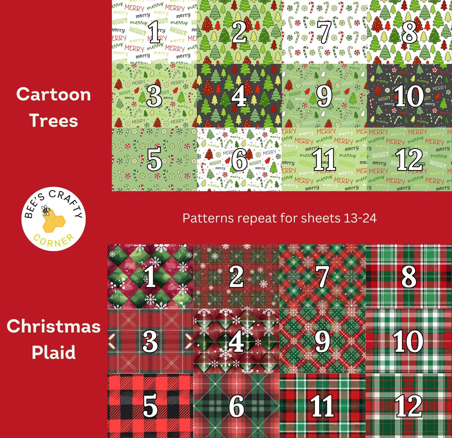 Christmas Advent Sets - Reusable Numbered Diamond Painting Release Paper