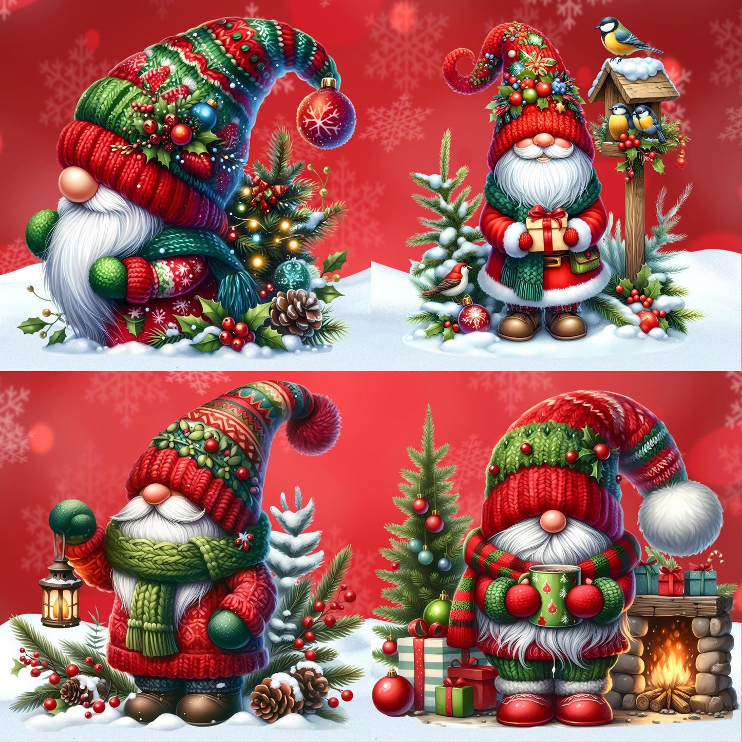 Christmas Gnomes - Theme Pack Reusable Diamond Painting Release Paper