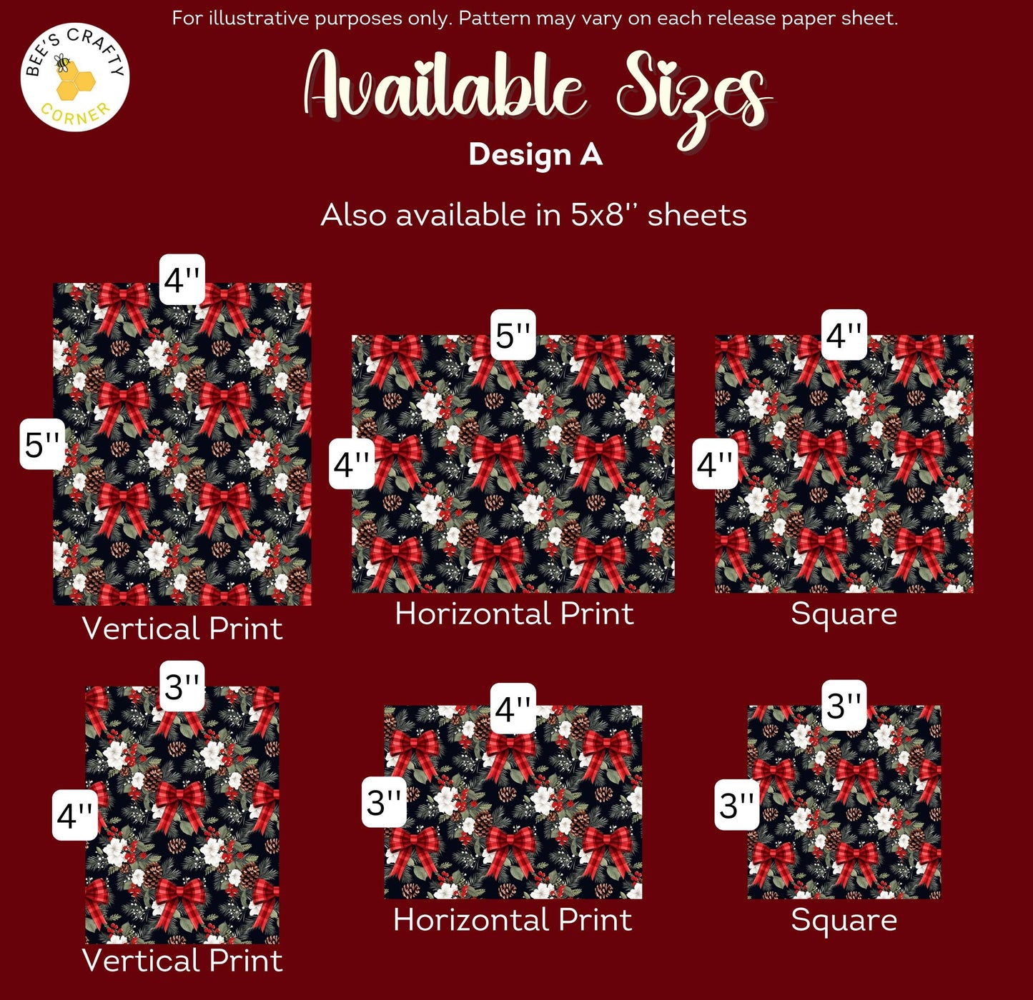 Christmas Bows - Reusable Patterned Diamond Painting Release Paper