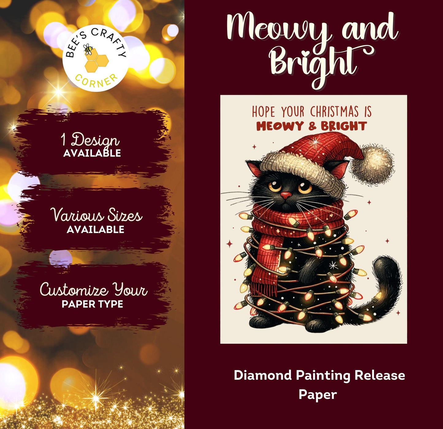 Meowy and Bright - Reusable Patterned Diamond Painting Release Paper