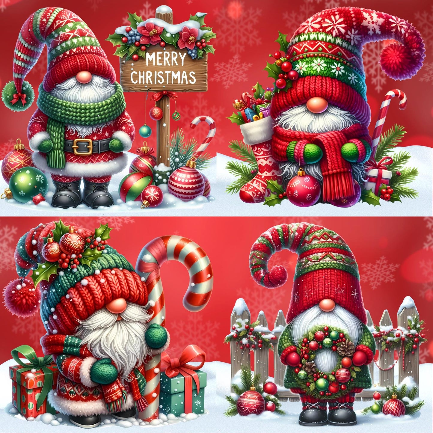 Christmas Gnomes - Theme Pack Reusable Diamond Painting Release Paper