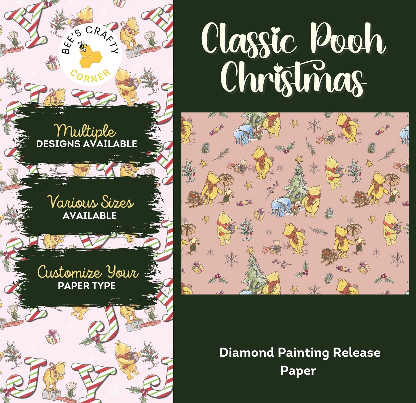 Classic Pooh Christmas - Reusable Patterned Diamond Painting Release Paper