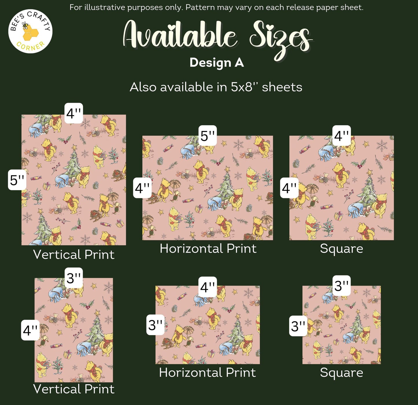 Classic Pooh Christmas - Reusable Patterned Diamond Painting Release Paper