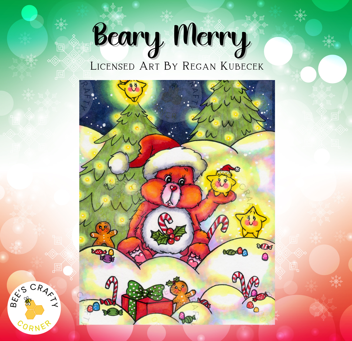 Beary Merry by Regan Kubecek - Licensed Diamond Painting Release Paper