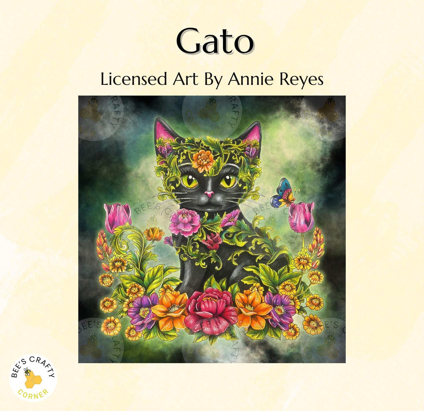 Gato by Annie Reyes - Licensed Diamond Painting Release Paper