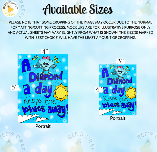 a blue poster with a picture of a diamond in the sky