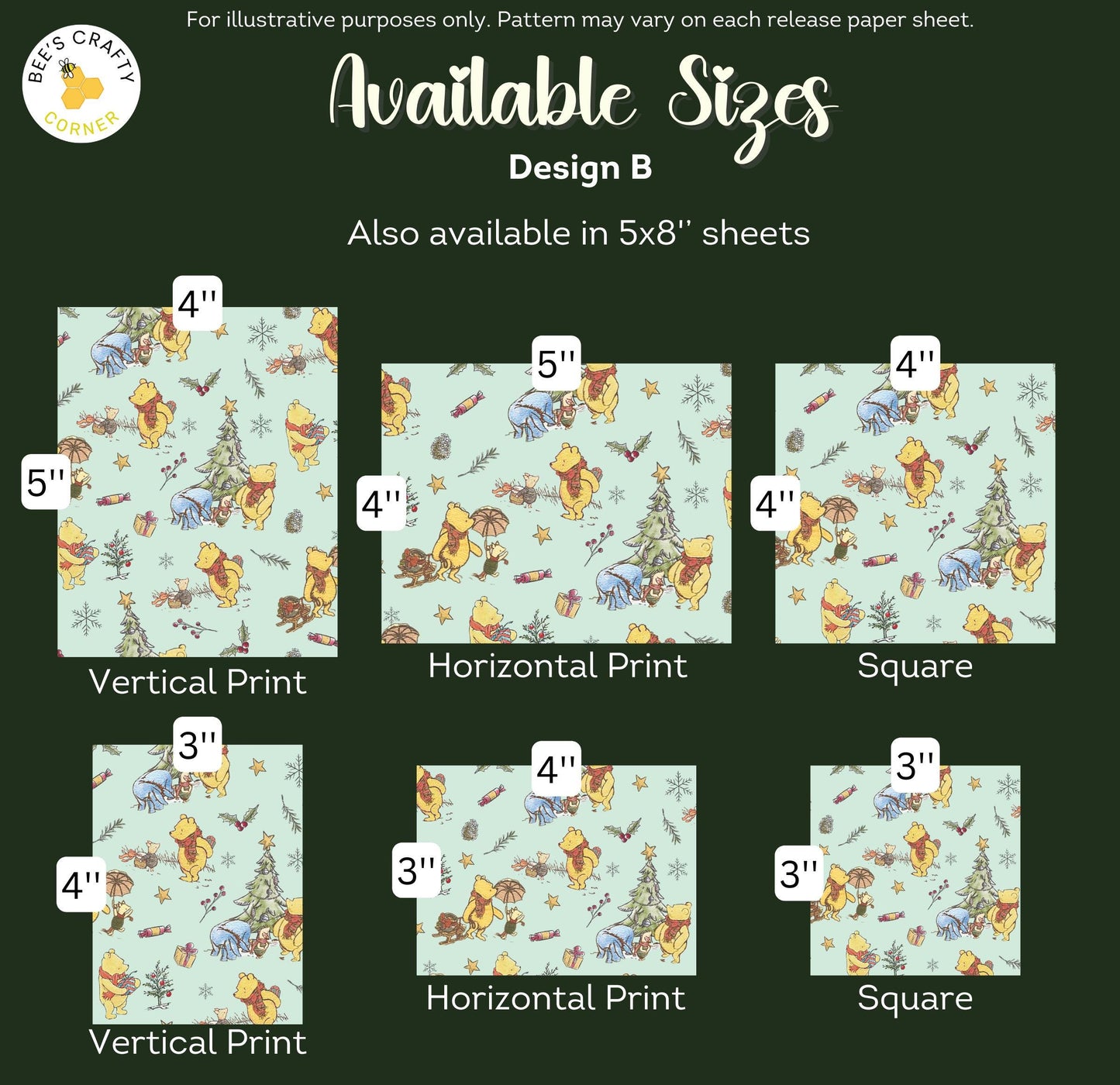 Classic Pooh Christmas - Reusable Patterned Diamond Painting Release Paper