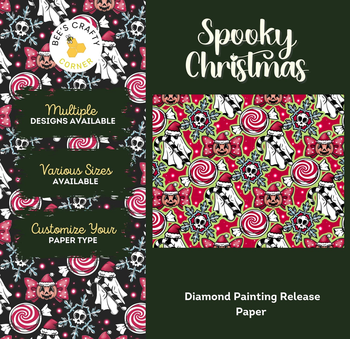 Spooky Christmas - Reusable Patterned Diamond Painting Release Paper