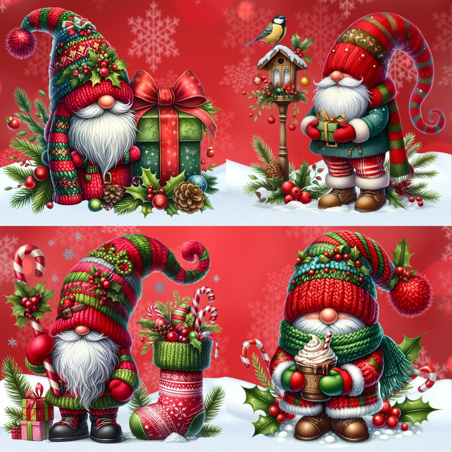 Christmas Gnomes - Theme Pack Reusable Diamond Painting Release Paper