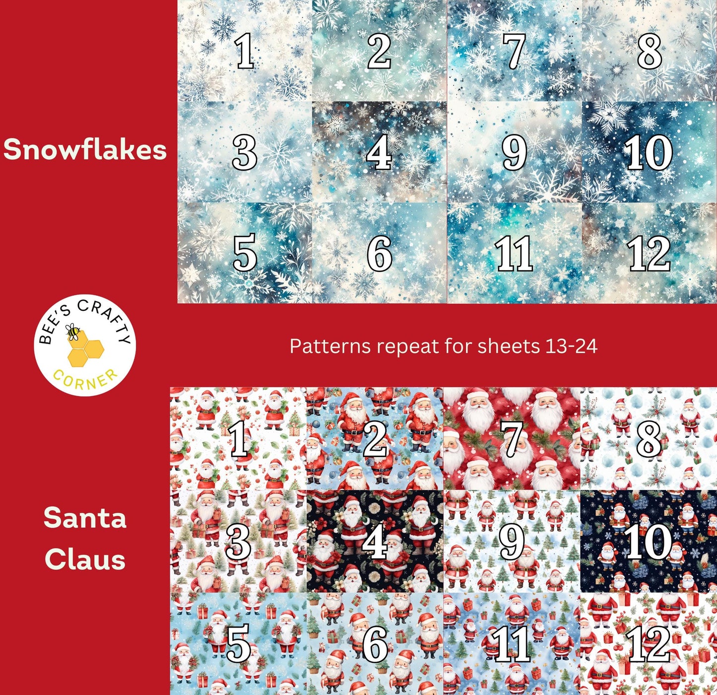 Christmas Advent Sets - Reusable Numbered Diamond Painting Release Paper