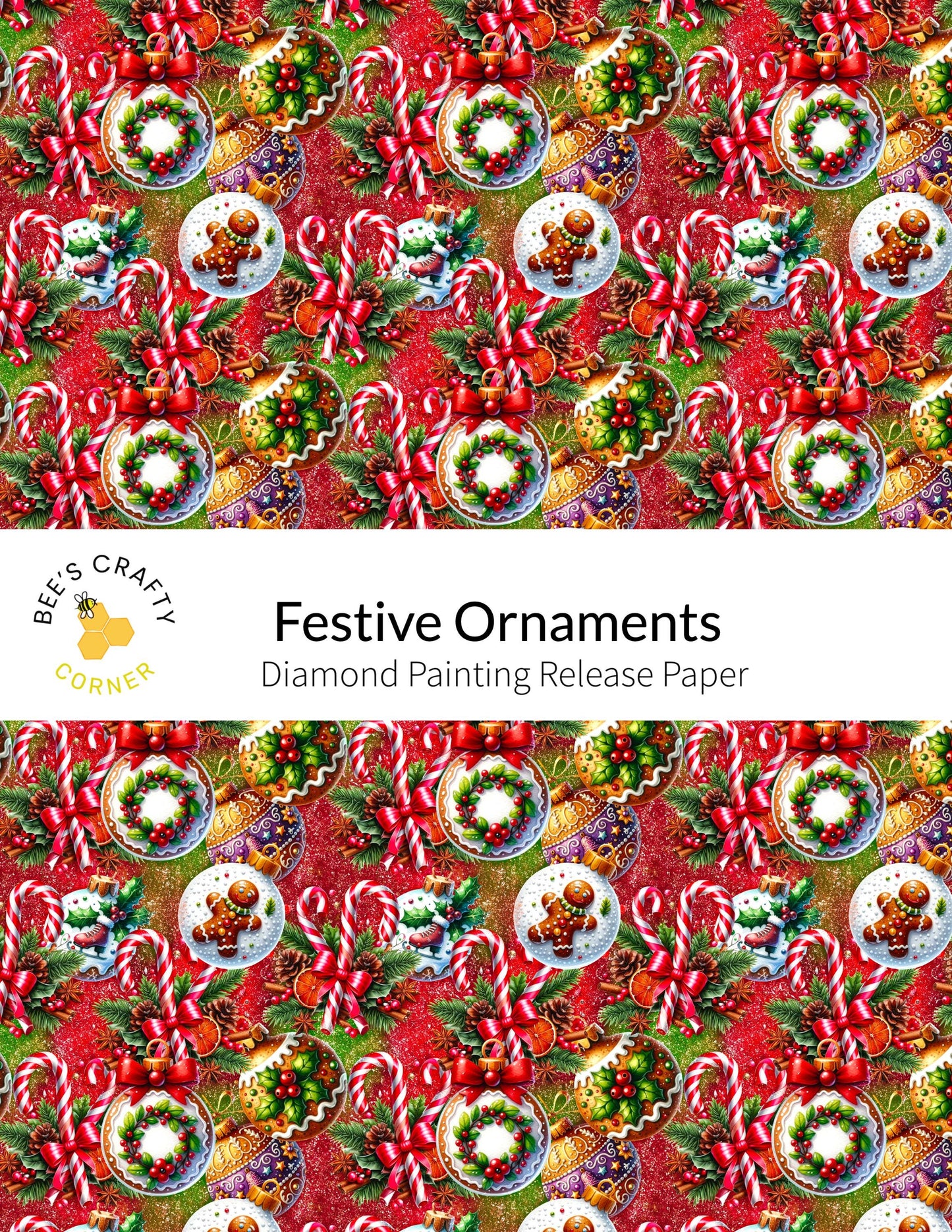 Festive Ornaments - Reusable Patterned Diamond Painting Release Paper