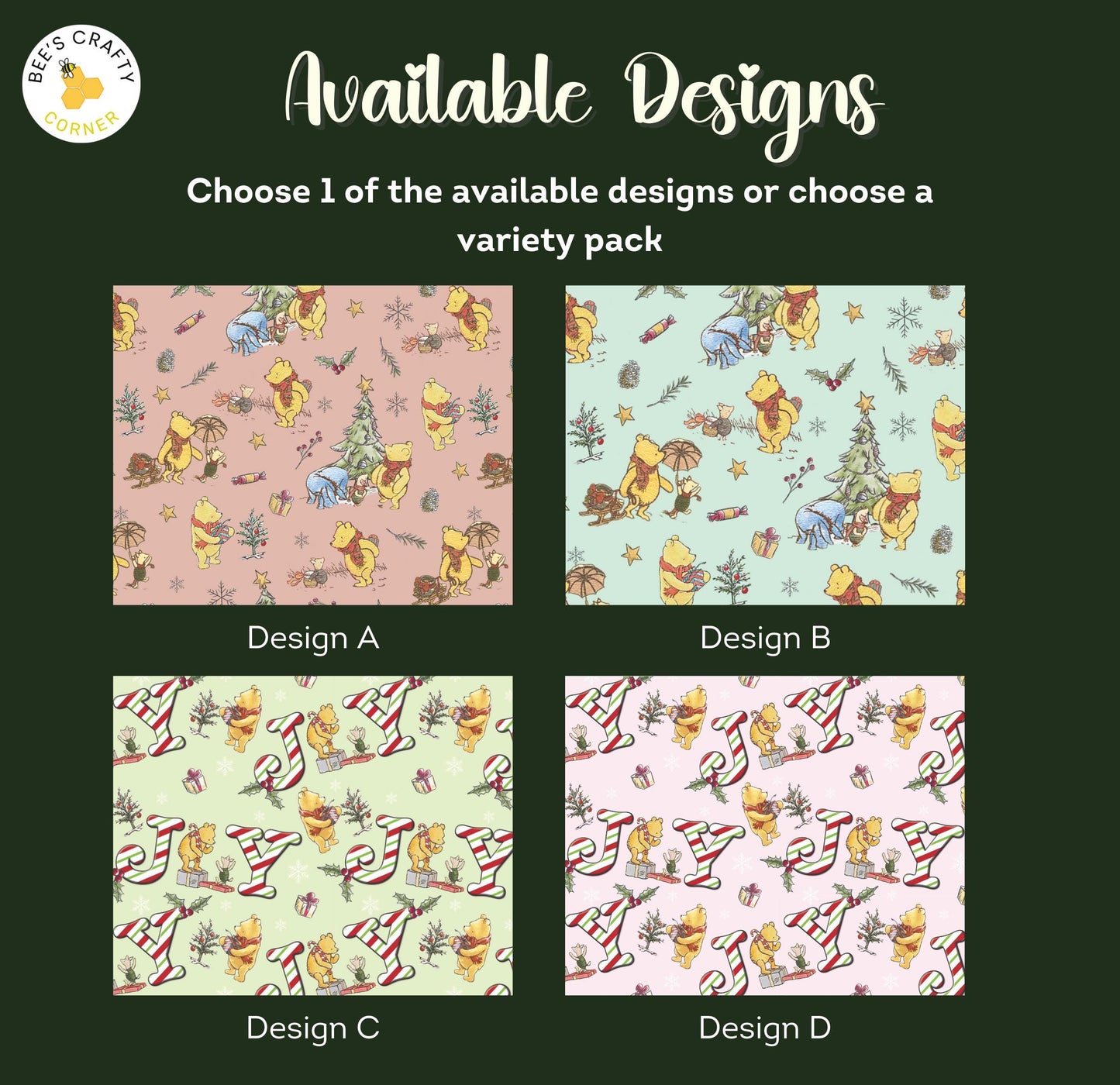Classic Pooh Christmas - Reusable Patterned Diamond Painting Release Paper