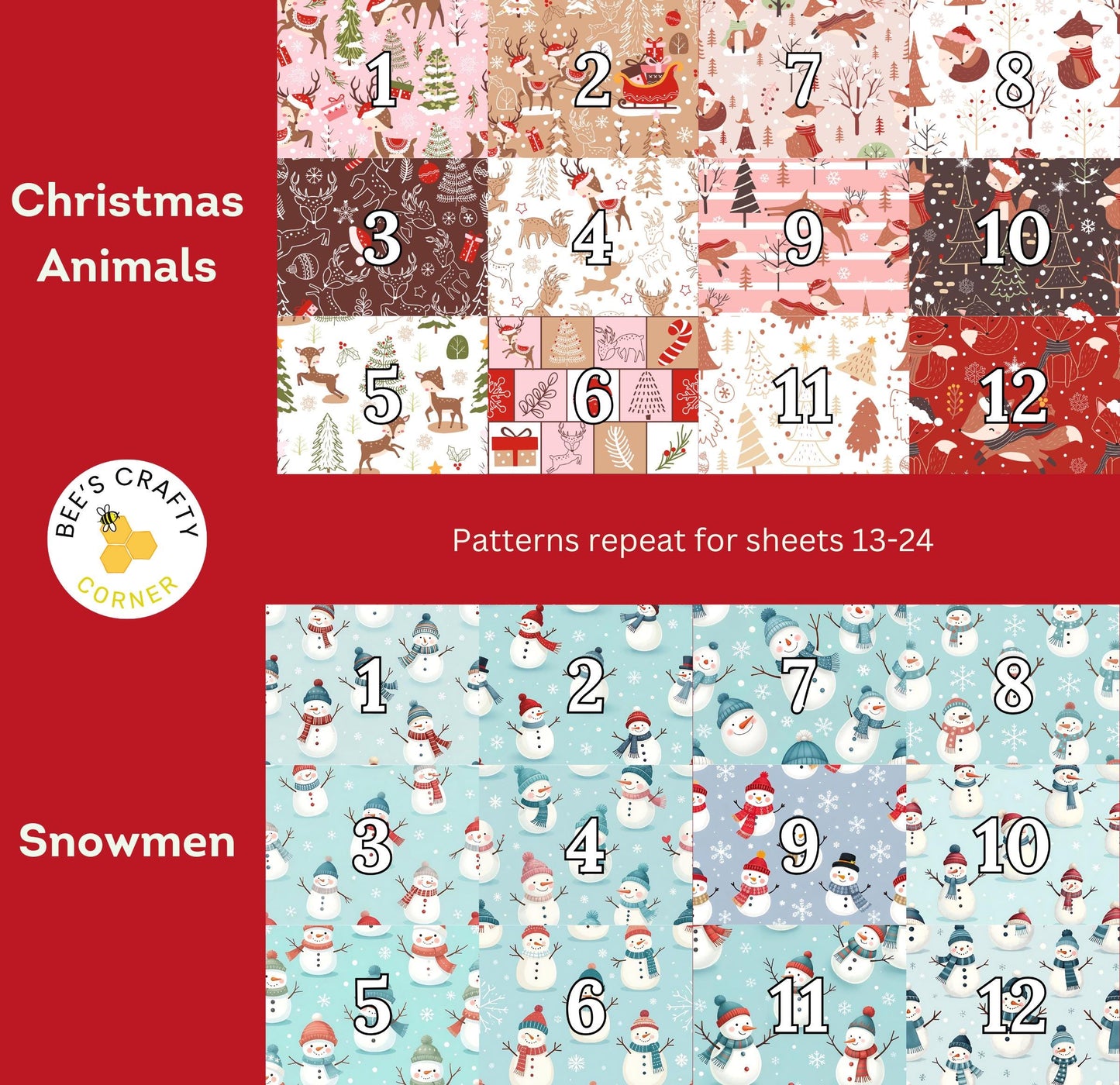 Christmas Advent Sets - Reusable Numbered Diamond Painting Release Paper