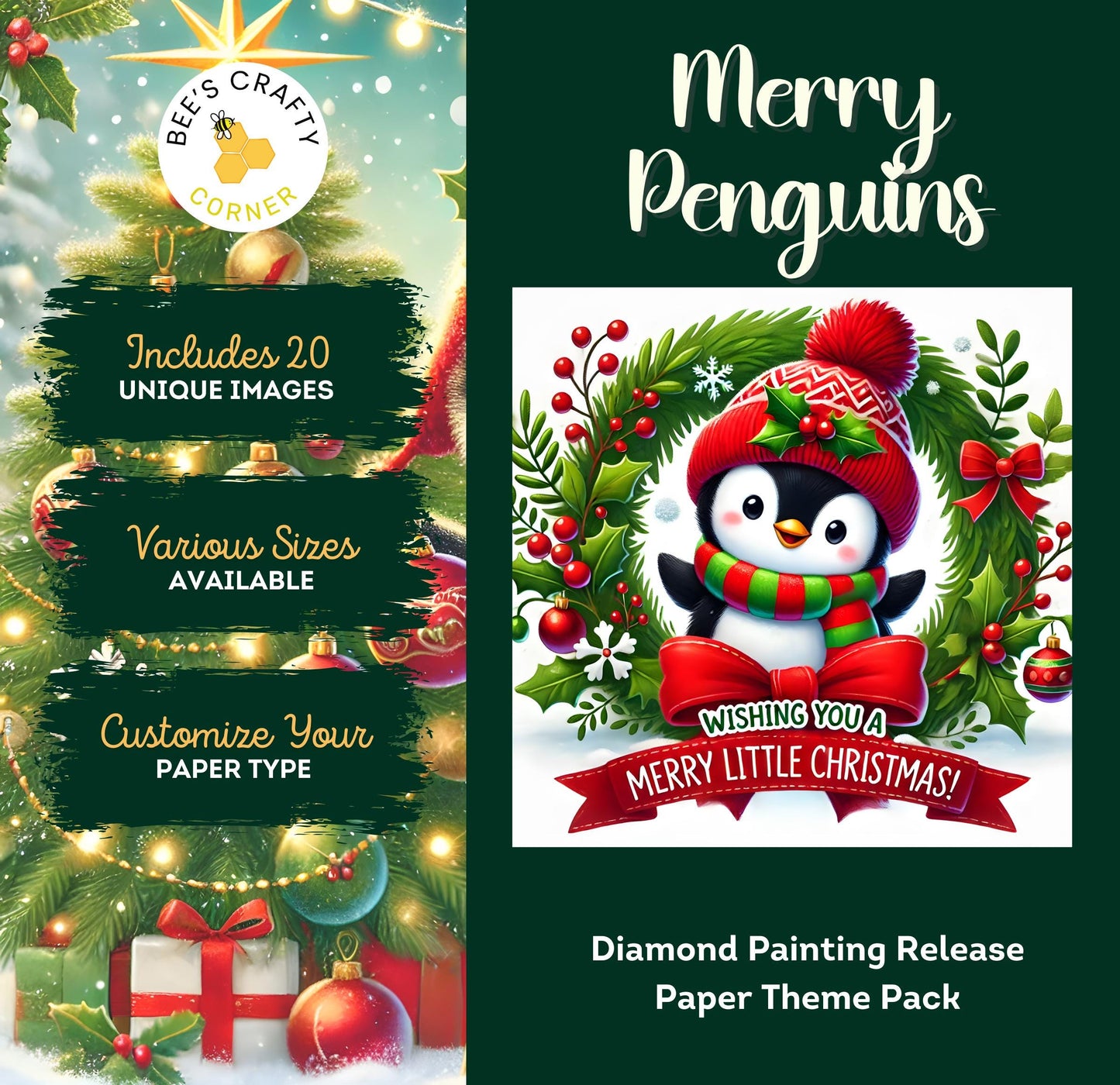 Merry Penguins - Theme Pack Reusable Diamond Painting Release Paper