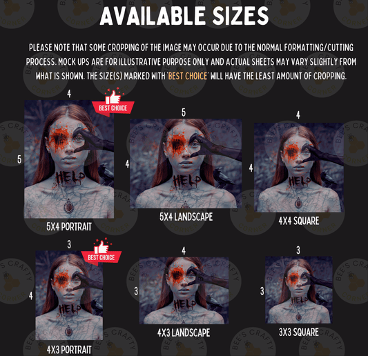 The image is a collage of six images depicting different sizes of portraits and landscapes, with the largest image being 5x4 and the smallest being 3x3. The images are labeled with the text "BEST CHOICE" and "LESS THAN 500 CHARACTERS" to indicate the quality and size of the images.