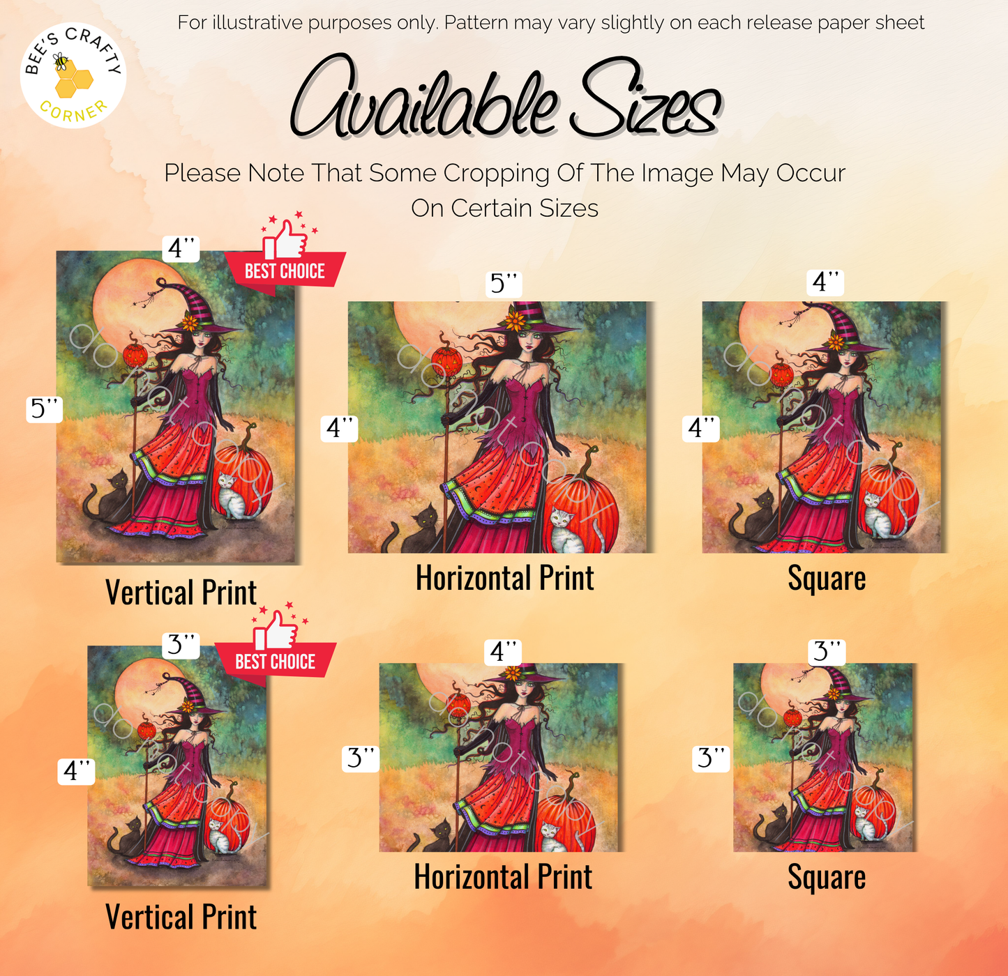 The image is a collage of six different sizes of the same illustration, featuring a woman in a red dress and a cat.