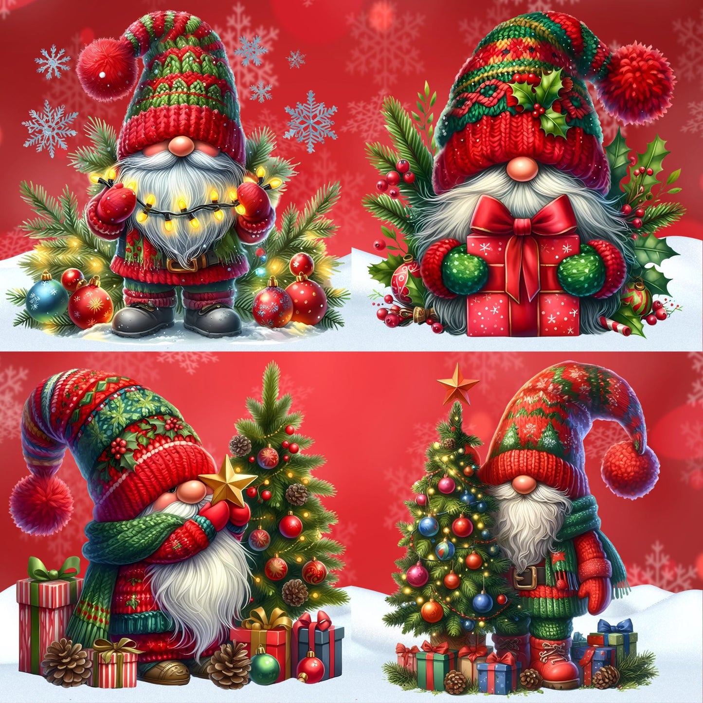 Christmas Gnomes - Theme Pack Reusable Diamond Painting Release Paper