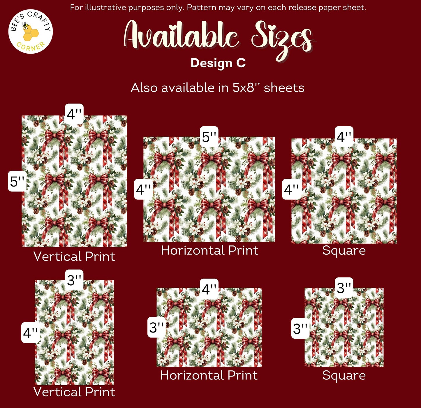 Christmas Bows - Reusable Patterned Diamond Painting Release Paper