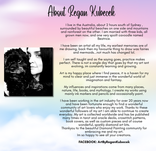 The image is a black and white photograph of a woman with a dog, with a focus on the woman's face and the dog's face.