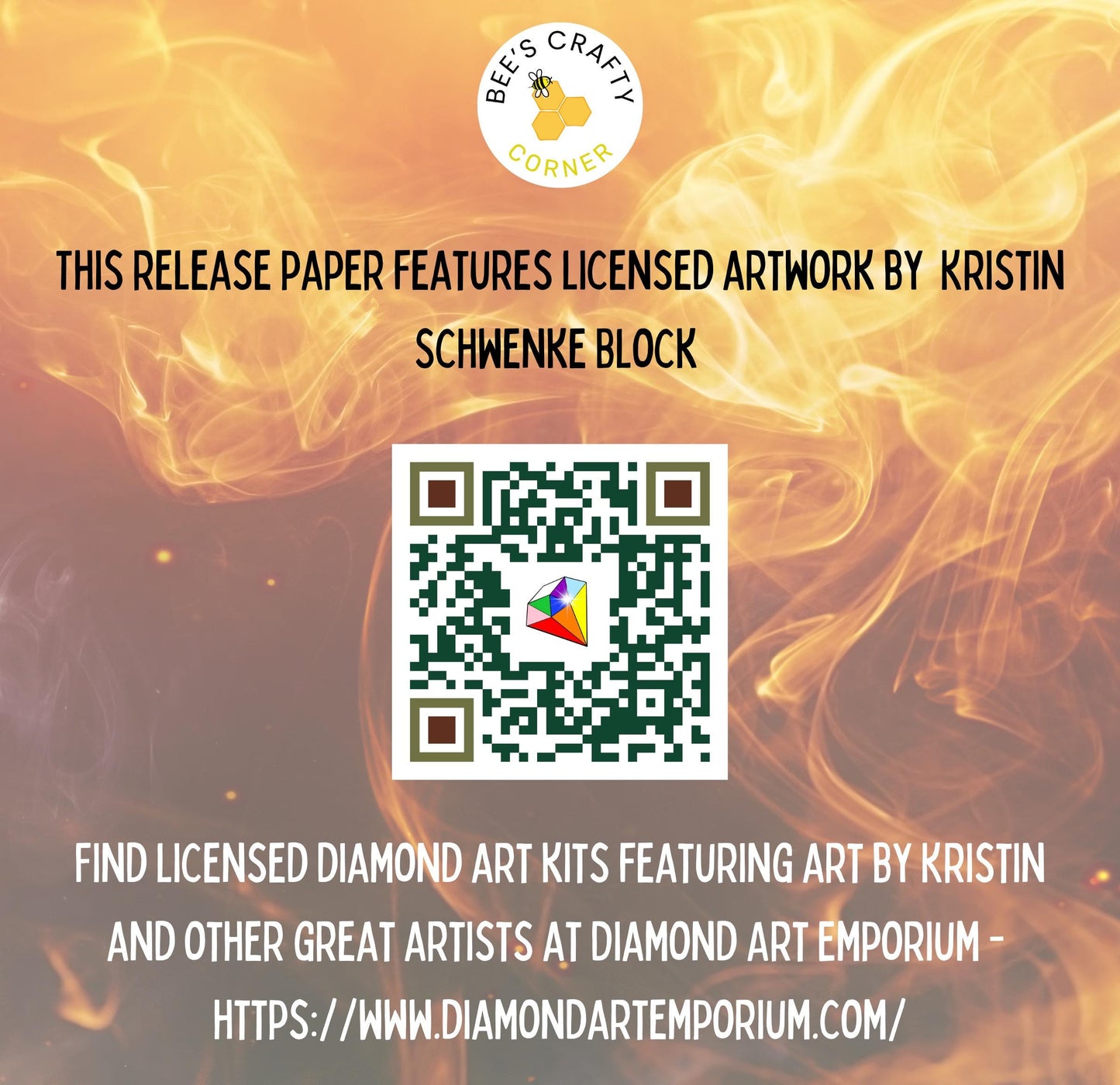RELEASE PAPER | Playing with Fire by Kristin Schwenke Block Licensed Release Papers - Reusable Patterned Diamond Painting Release Paper