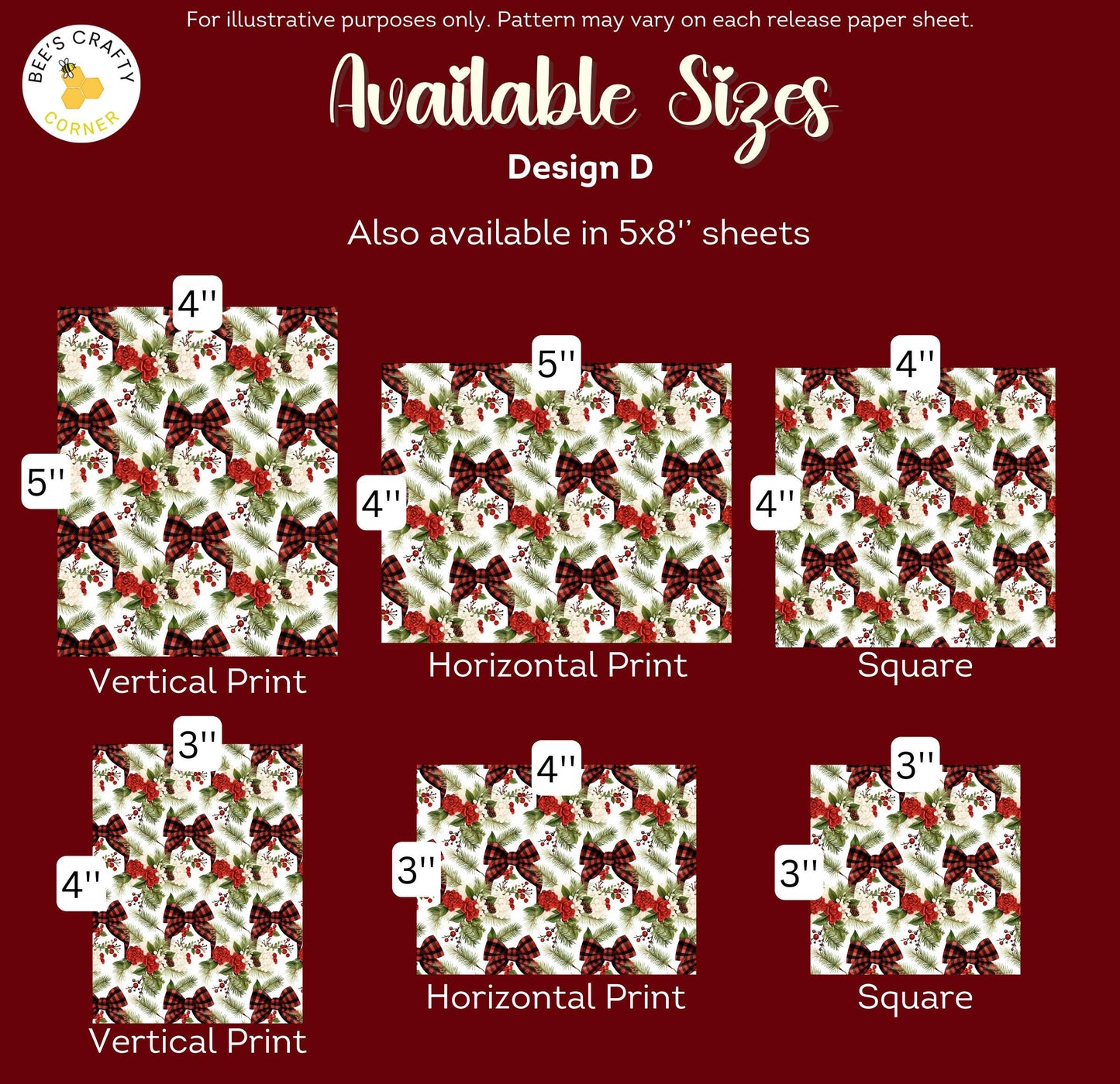 Christmas Bows - Reusable Patterned Diamond Painting Release Paper