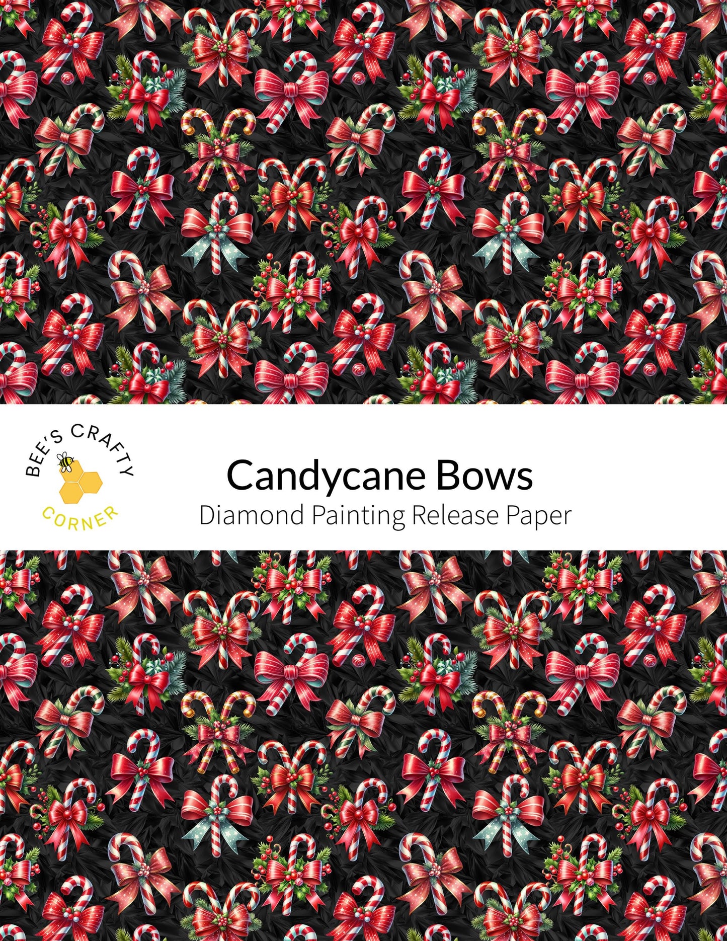 Candy Cane Bows - Reusable Patterned Diamond Painting Release Paper