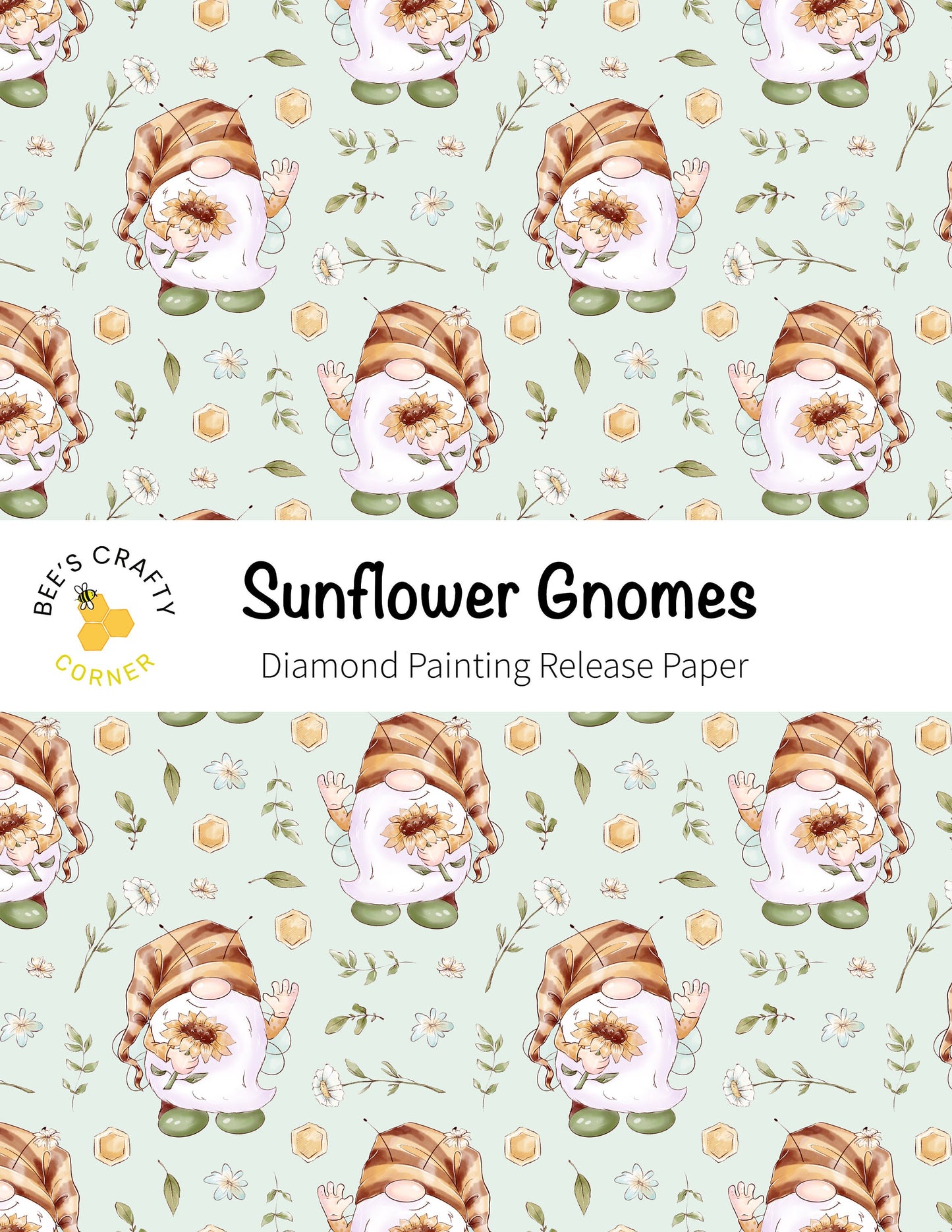 RELEASE PAPER | Sunflower Gnomes - Reusable Patterned Diamond Painting Release Paper