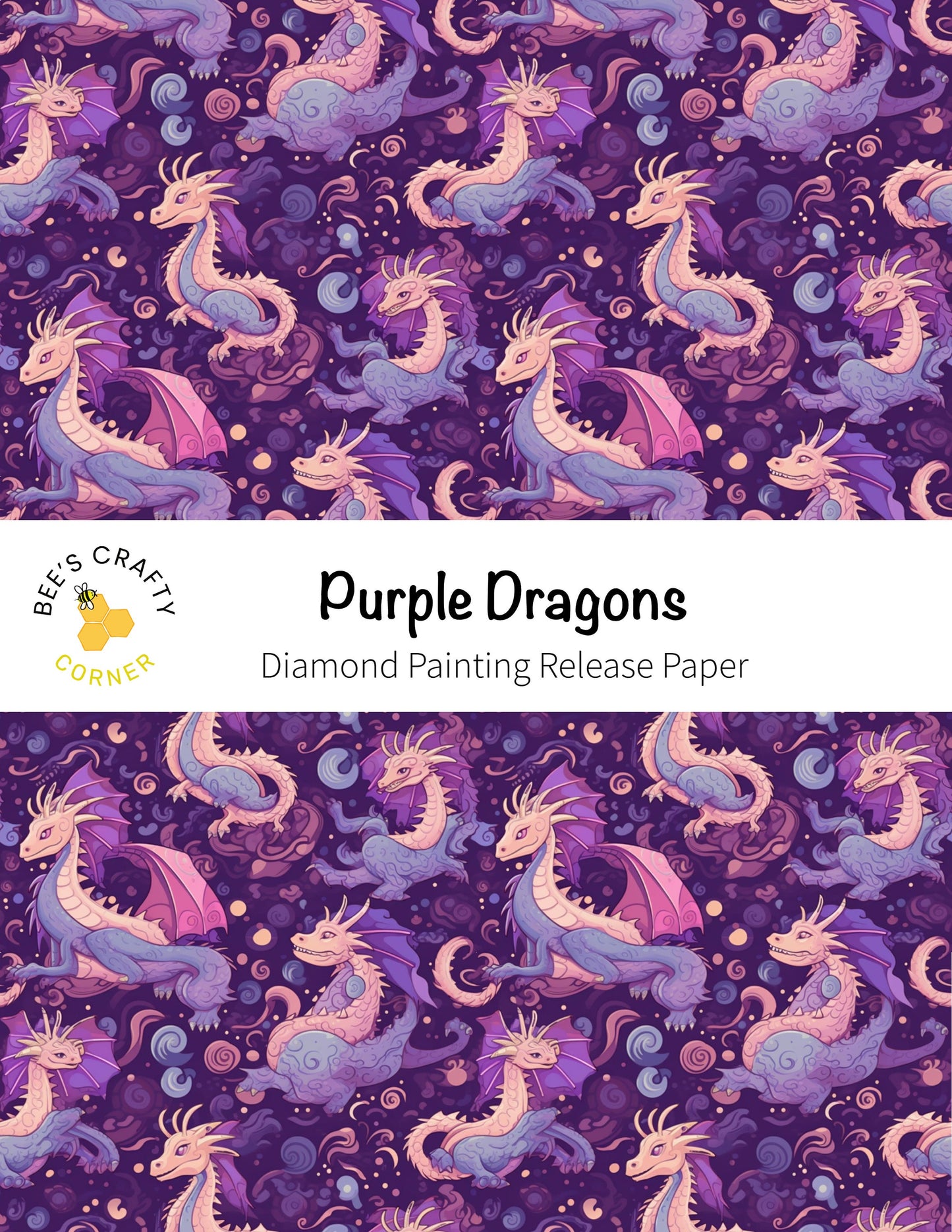 RELEASE PAPER | Purple Dragons - Reusable Patterned Diamond Painting Release Paper