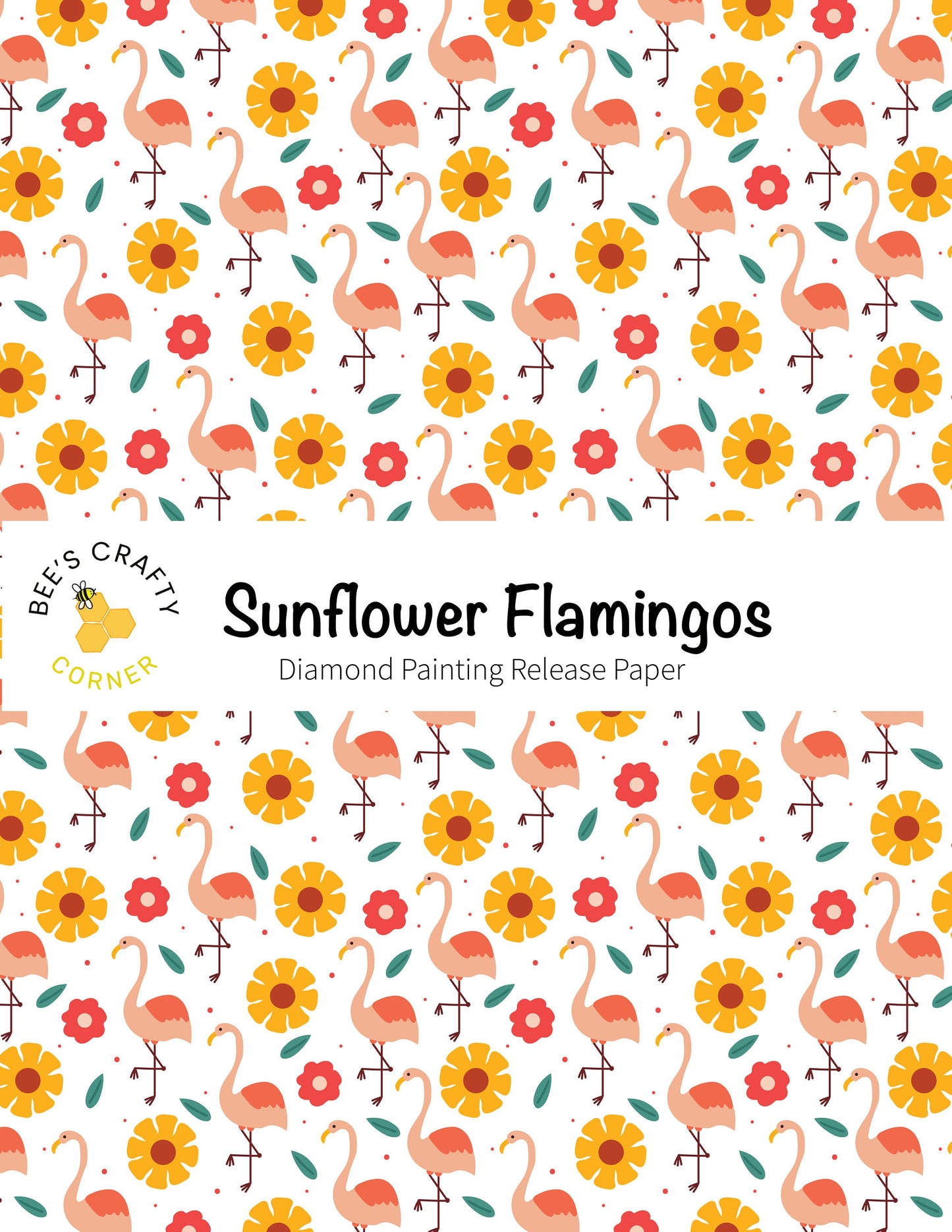 RELEASE PAPER | Sunflower Flamingos - Reusable Patterned Diamond Painting Release Paper