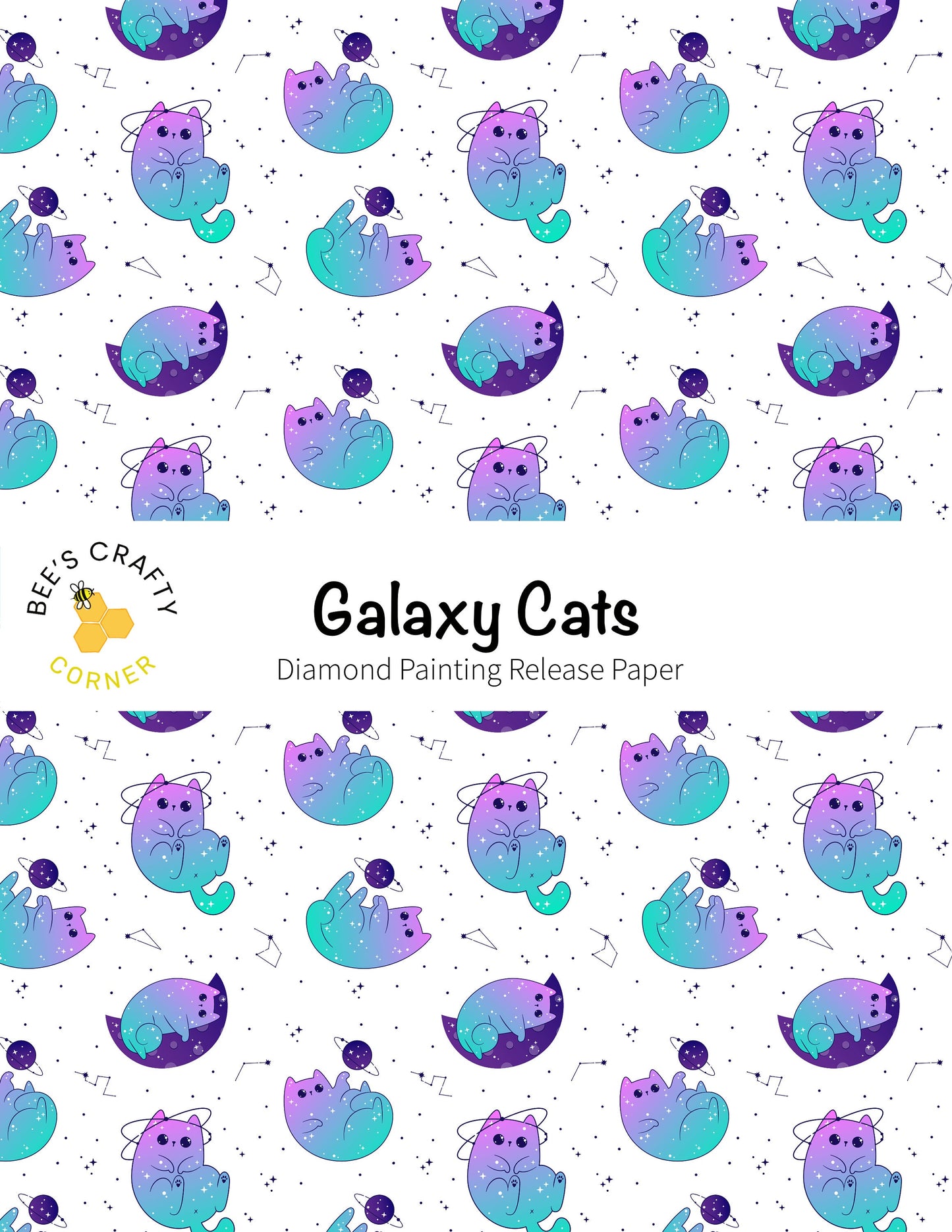 RELEASE PAPER | Galaxy Cats - Reusable Patterned Diamond Painting Release Paper