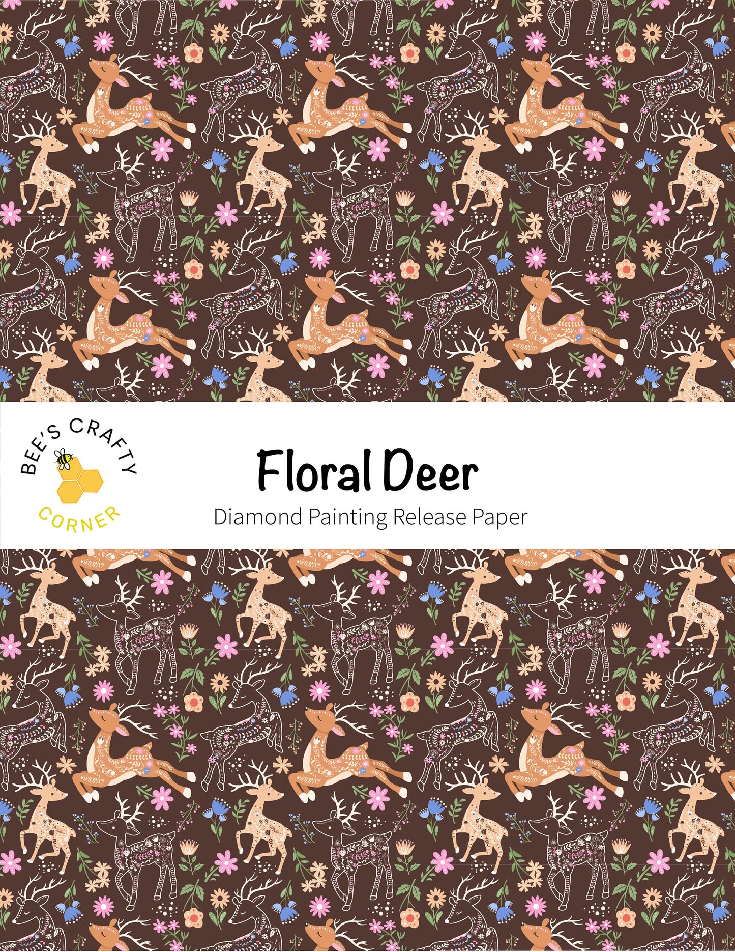 RELEASE PAPER | Floral Deer - Reusable Patterned Diamond Painting Release Paper