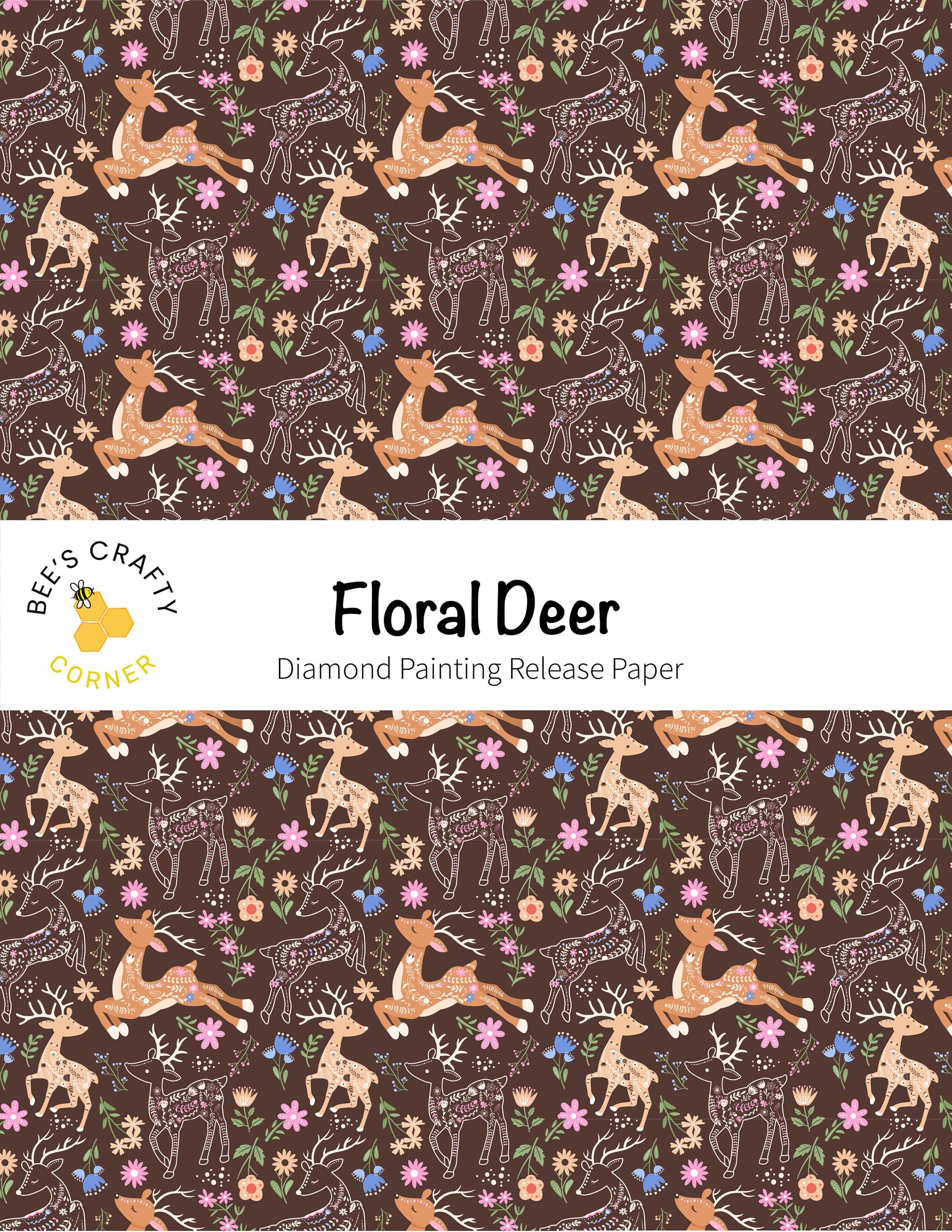 RELEASE PAPER | Floral Deer - Reusable Patterned Diamond Painting Release Paper