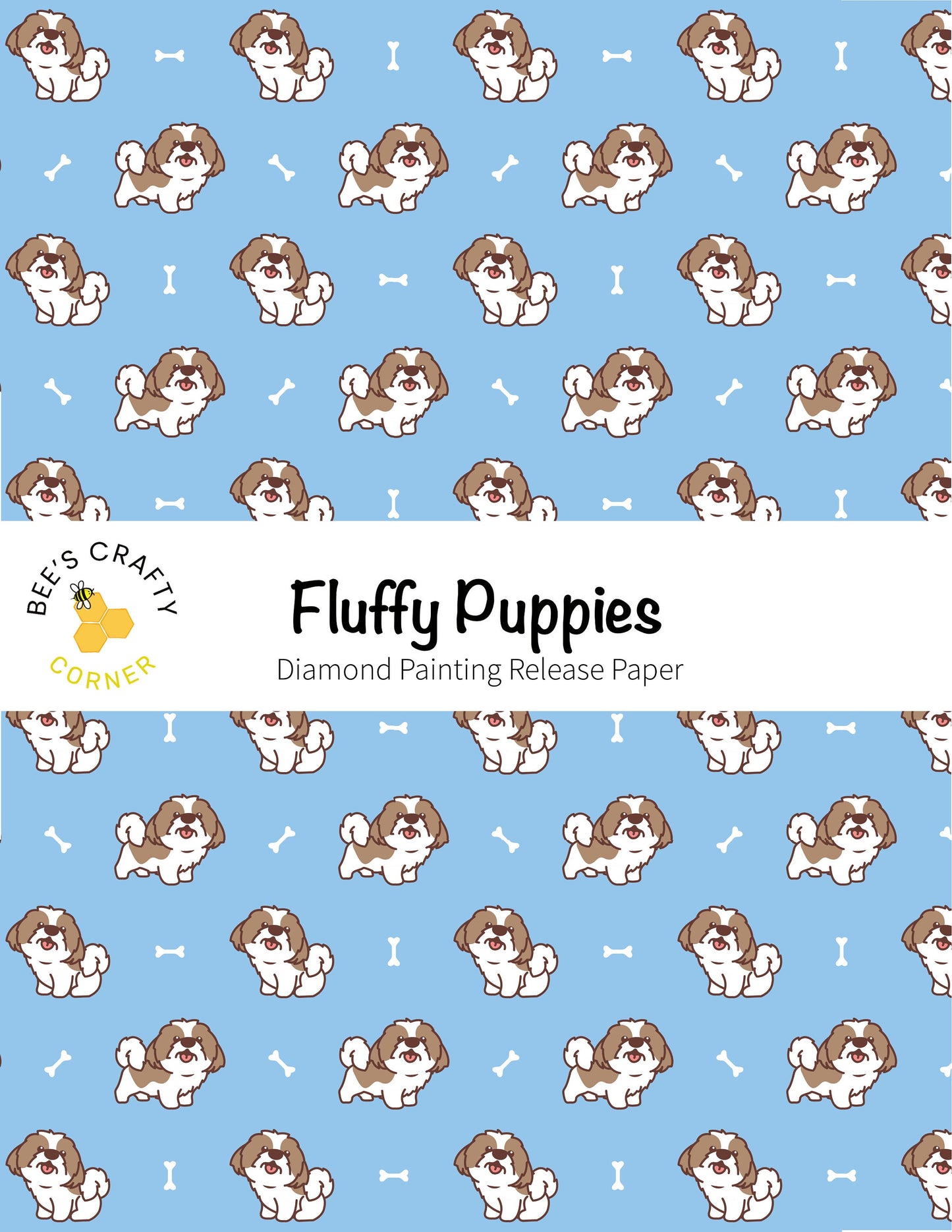 RELEASE PAPER | Fluffy Puppies - Reusable Patterned Diamond Painting Release Paper