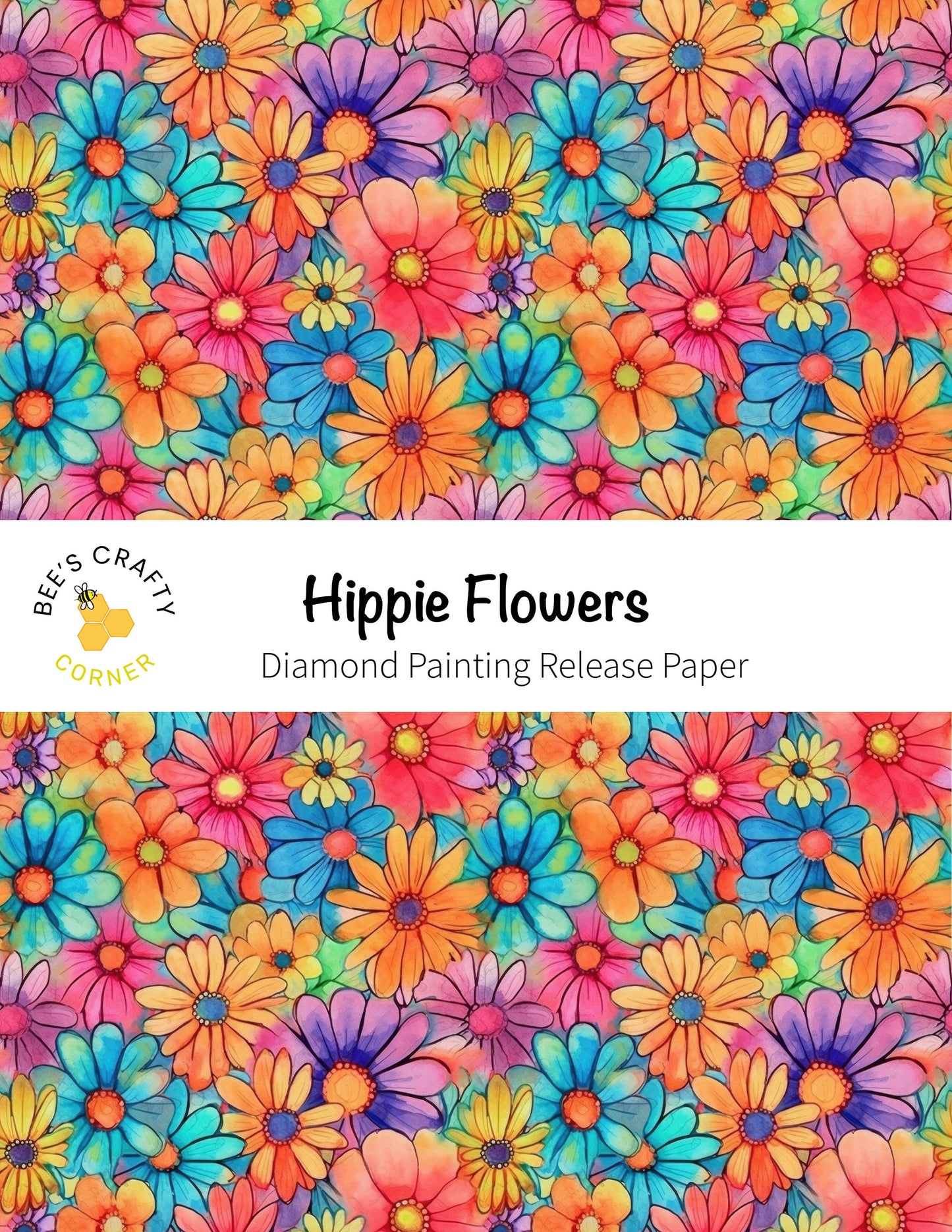 RELEASE PAPER | Hippie Flowers - Reusable Patterned Diamond Painting Release Paper