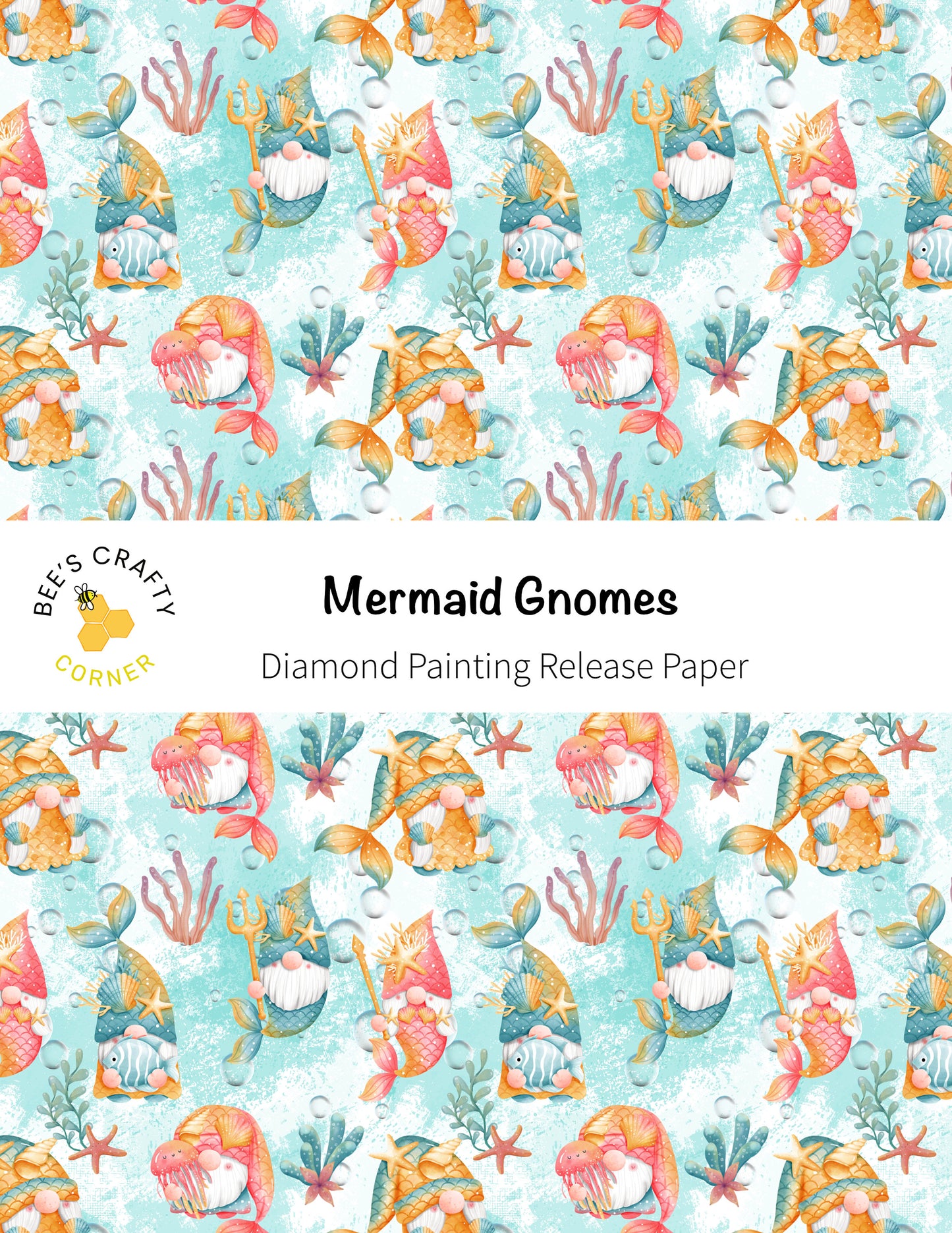 RELEASE PAPER | Mermaid Gnomes - Reusable Patterned Diamond Painting Release Paper