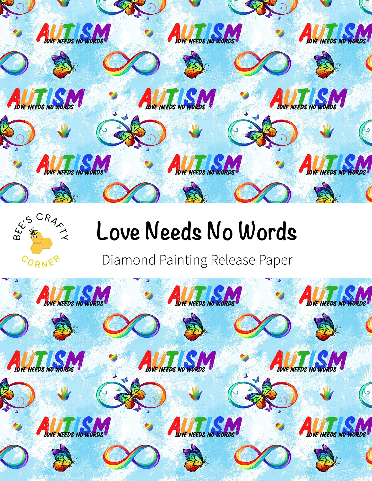 RELEASE PAPER | Love Needs No Words (For Autism Awareness) - Reusable Patterned Diamond Painting Release Paper