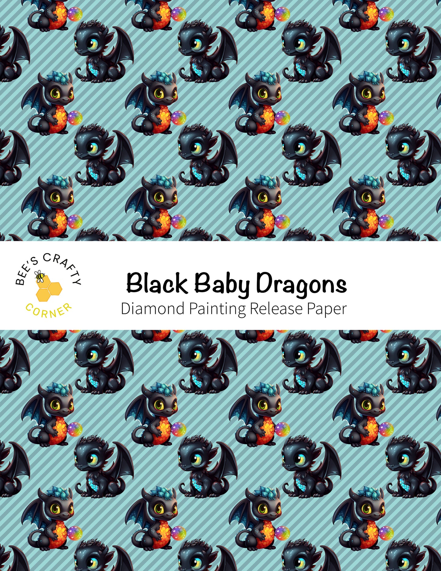 RELEASE PAPER | Black Baby Dragons - Reusable Patterned Diamond Painting Release Paper