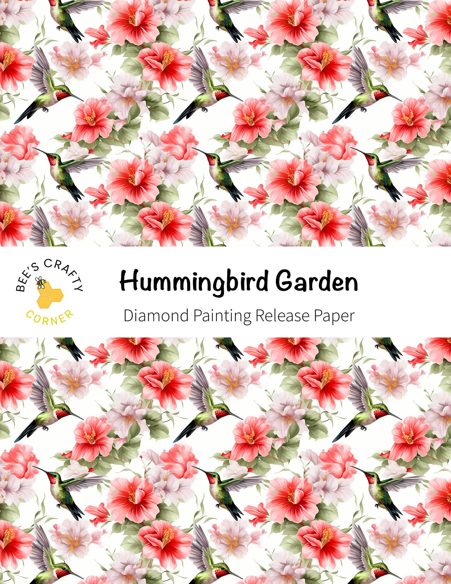 RELEASE PAPER | Hummingbird Garden - Reusable Patterned Diamond Painting Release Paper