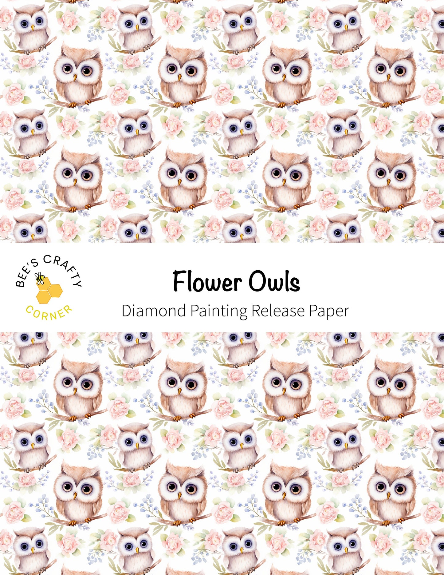 RELEASE PAPER | Flower Owls - Reusable Patterned Diamond Painting Release Paper